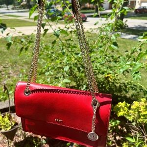 RED DKNY handle/crossbody purse